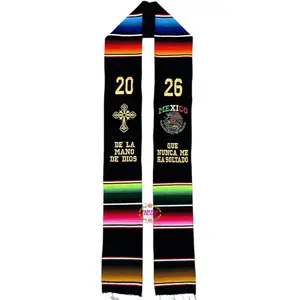 *2026* Mano de Dios - Black Graduation Stole Sarape Sash IN STOCK