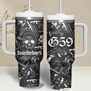 G59 40oz Tumbler With Handle, Suicideboys Fans Cup, Grey 59 Underground Rap Graphic Mug, Hip Hop Aesthetic Stainless Steel Travel Tumbler, Insulated Leakproof Gift For Music Lovers