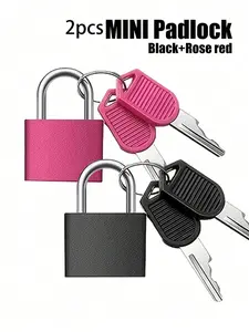 2pcs Mini Luggage Locks, & Rose, Zinc Alloy, Key Included, Ideal for Suitcases, Backpacks, Gym Lockers, Classroom Games
