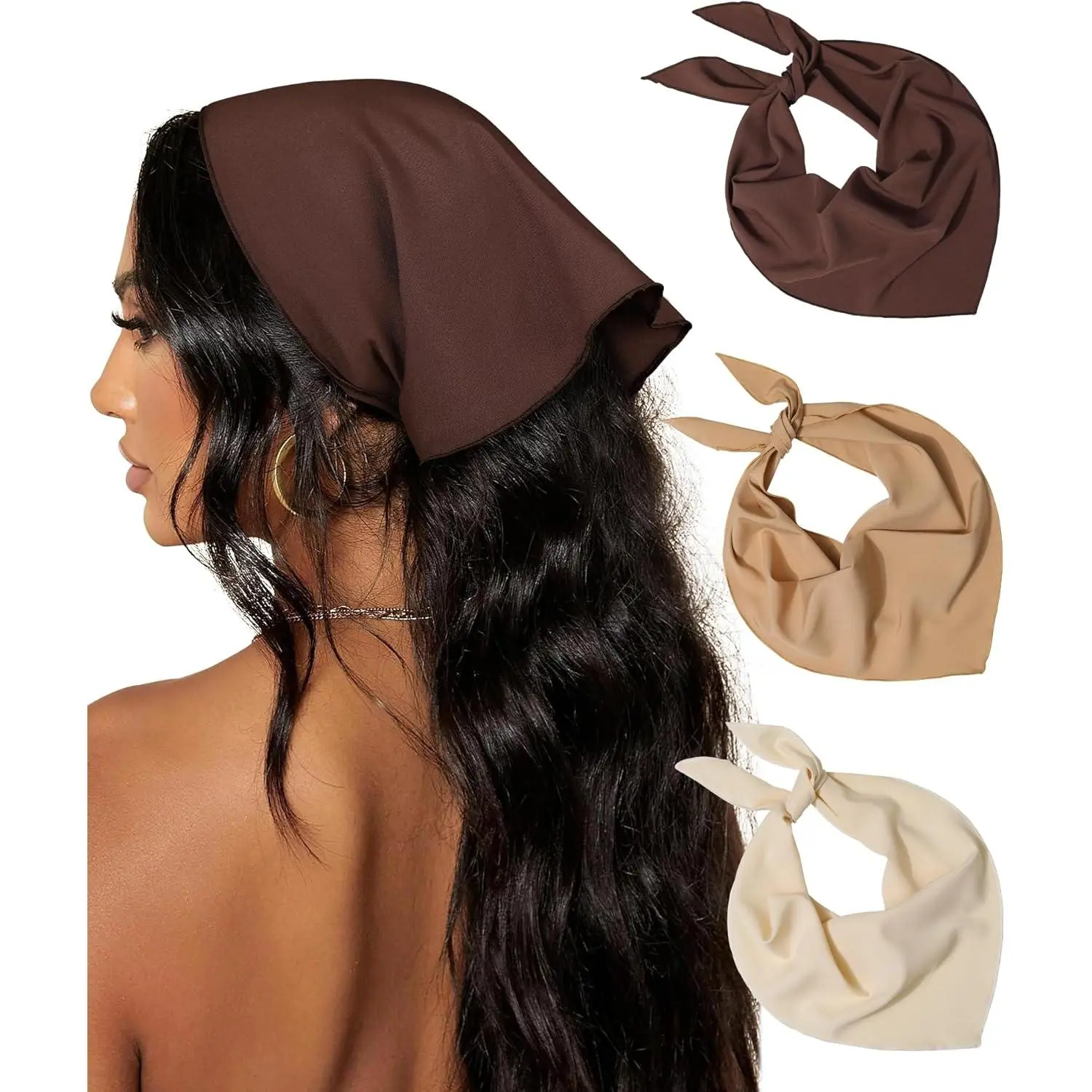 HSA24 3Pcs Hair Bandanas Head Kerchief for Women Girls Tie  display picture 2