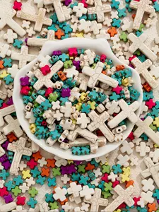 50 Pcs Random Size Colorful Cross Beads DIY Jewelry Making Kit, Handmade Women's Accessories, Craft Supplies for Bracelets and Necklaces