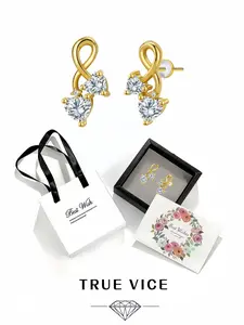 Eternal Heart Melody Twisted diamond stud earrings Comes with exquisite drawer jewelry box, ideal gift for ladies on festivals and anniversaries