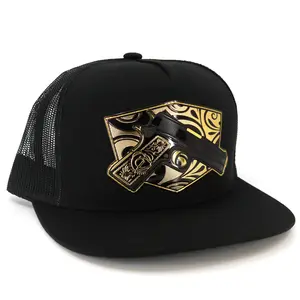 Cachas De Oro Black flat visor hat