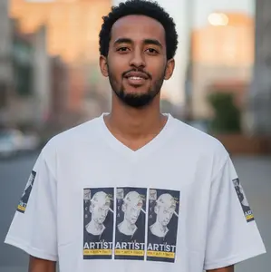 Men's V-Neck T-Shirt with Artist Print - Comfortable & Stylish Casual Wear