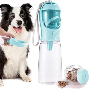 Portable Pet Water Bottle, Pet Water Dispenser with Food Container, Outdoor Feeder, Pet Drinking Cup for Outdoor Travel, Dog & Cat Accessories