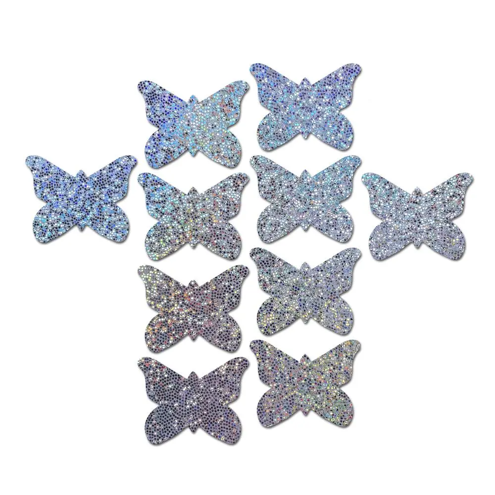 Body Minis: 10 Mini Silver Glitter Butterflies Nipple & Body Pasties by Pastease