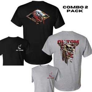 Ol’ Tom Wild Turkey Hunting Shirt 2-Pack Bundle – Vintage Turkey Graphic Tee Set , Turkey Hunter Gift, Gobbler Hunting Apparel, Camo Outdoor Hunting Gear, Mens Hunting T-Shirt, Hunting Season Shirt, Built For Hunters, Men's Flash Deals