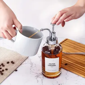 2PC Glass Syrup Bottle with Pump for Coffee Bar and Gift Giving Oil Dispenser Lotion Bottle Hand Sanitizer Bottle Shampoo and Shower Gel Dispenser Mouthwash Dispenser