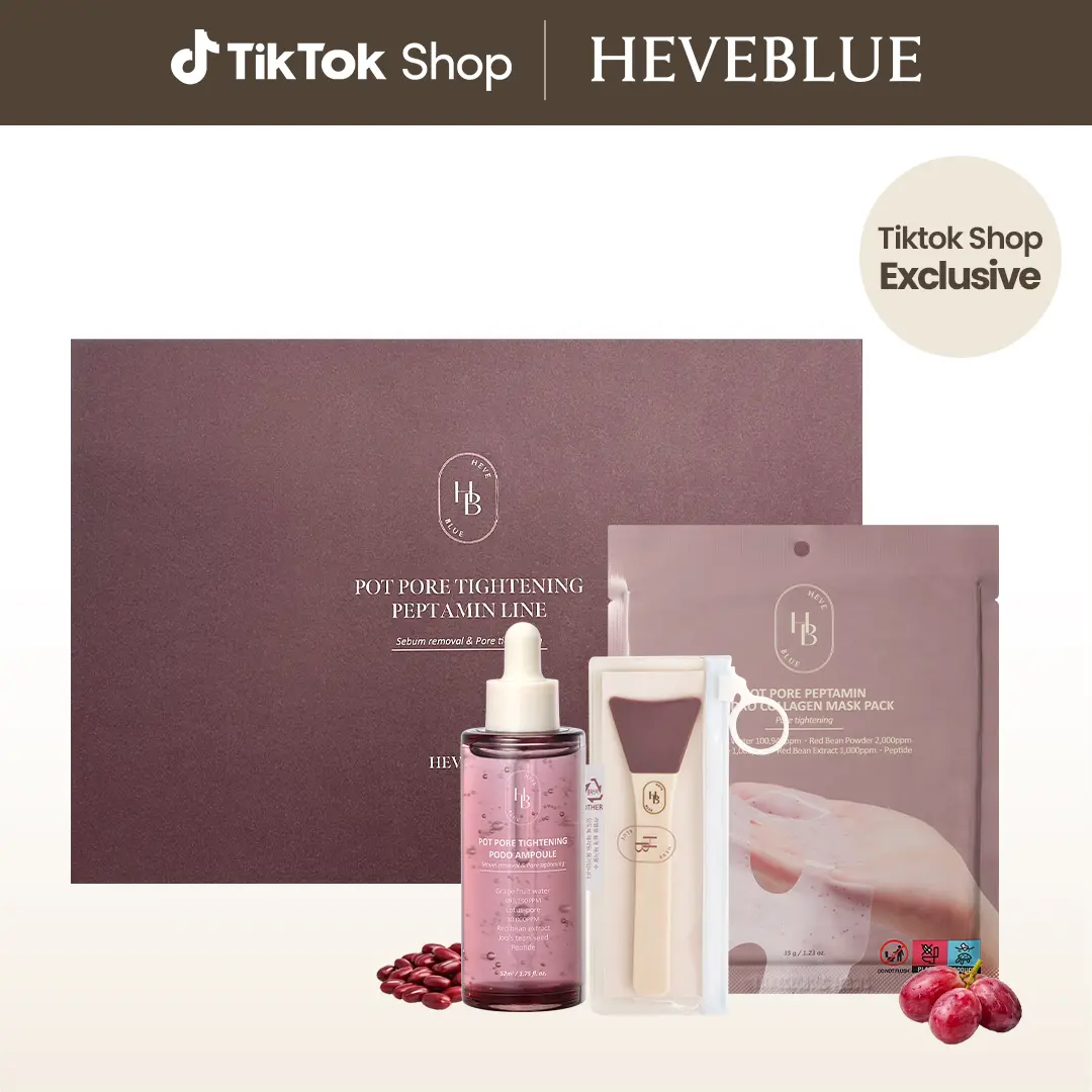 [TikTok Shop Exclusive] HEVEBLUE  Pot Pore Tightening Gift Set – Ampoule + Mask + Brush (Limited Edition)