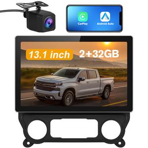 Car Stereo for Chevy Silverado GMC Sierra 2014-2018 touch screen has Android Auto Wireless Carplay, Bluetooth WIFI supports GPS Navigation（With Bose system, you need to purchase an additional fiber optic box! ! !）