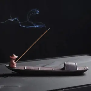 Boat Design Incense Holder, 1 Count Ceramic Creative Decorative Incense Burner without Incense, Incense Stand Desktop Ornament for Home Bedroom, Bakhoor Incense Burners