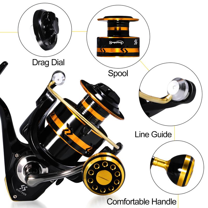 Sougayilang Stainless Steel Fishing Reel, Precision Carving Line Cup, Anti-corrosion Waterproof Spinning Wheel for Outdoor Fishing