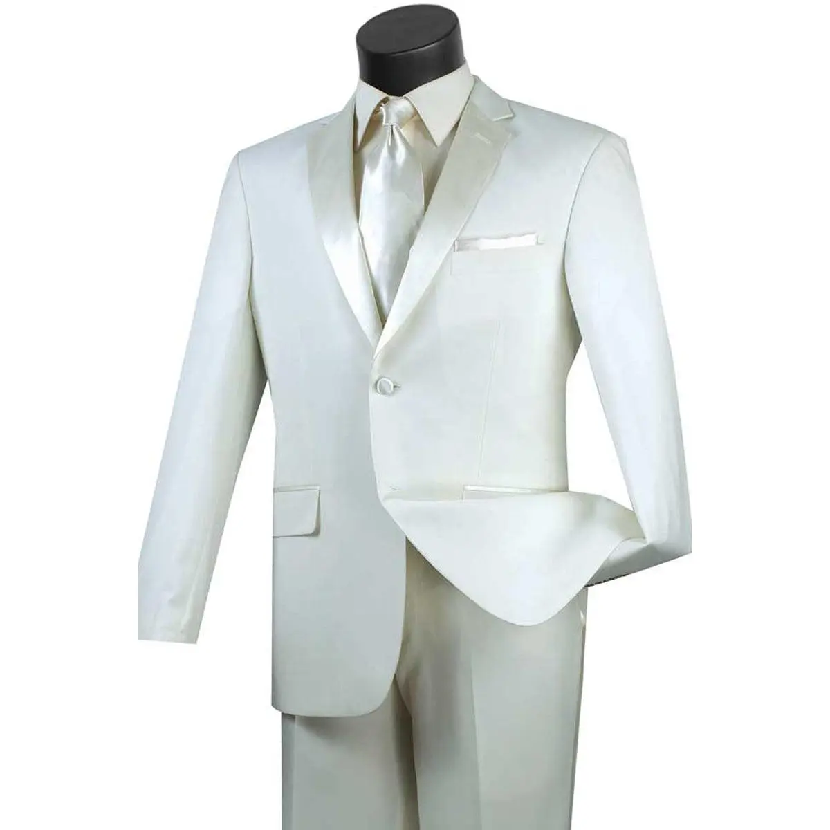 Mens 2 Button Slim Fit Notch Tuxedo in Ivory