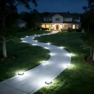 Flacchi 2-in-1 Solar Landscape Disk Lights - Ultra-Bright Waterproof Ground Lighting for Pathway, Garden, Deck & Stairs - All-Weather Solar Powered Outdoor Decor