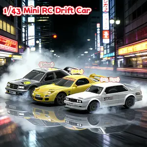 1/43 Mini 4WD RC Drift Car, Kids stuff for boys,Rechargeable Dual Tires,High-Speed Classic Legends Remote Control, Adjustable Underglow Lights, 2.4GHzProportional Control, USB Rechargeable,Desktop Entertainment Toy, Fun Birthday Gift for Kids Boyfriend