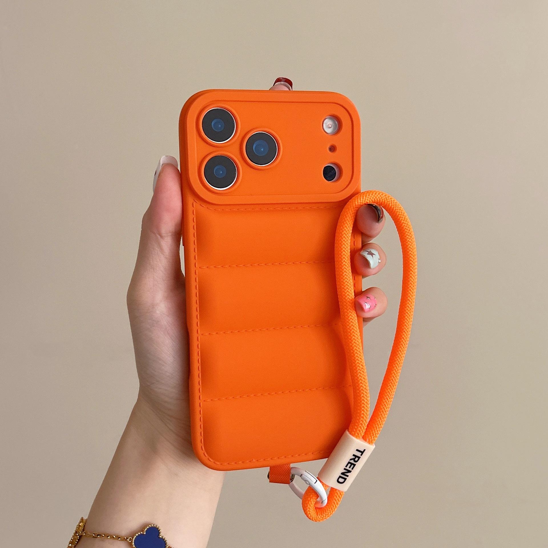 Suitable for Apple 17 Pro, 3D oil-sprayed down jacket phone case, iPhone 8 hand strap, anti-drop liquid 15 protective cover