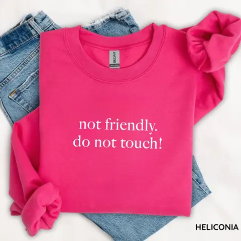 Gildan Not Friendly Do Not Touch Sweatshirt, Funny Quote Sweatshirt, Sarcastic Shirt, Trendy Gift for Women, For Woman