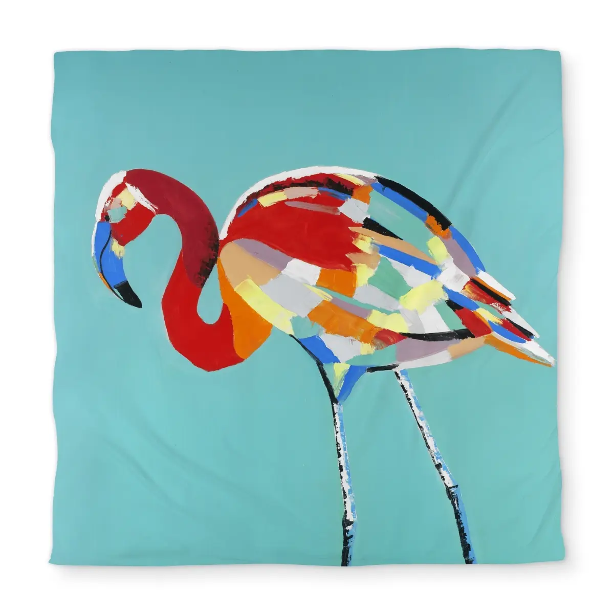 Begin Home Decor C1DCQSW0BD9CE3 Abstract Flamingo Turquoise Queen Size Duvet Cover - Home Decor