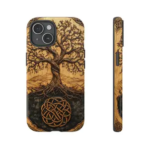 Celtic Tree Of Life Phone Case Yggdrasil Painting Premium Film 2 in 1 Phone Case - Durable, Shock Absorbing and Stylish Protection - Compatible with iPhone 16, 15, 14, 13, 12, 11, Plus, Pro, Pro Max, Perfect birthday gift for friends. Local Personalized