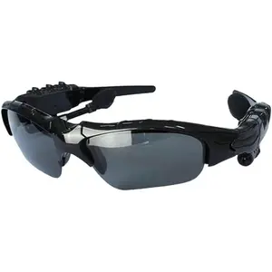 Smart Sport Sunglasses with UV Protection and Wireless Bluetooth for Handsfree Headphone (Black)