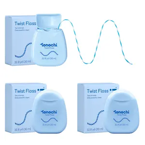 Twist Woven Dental Floss, Two-Tone Color-Tint Fibers for Visible Plaque Tracking, Braided & Shred-Resistant, Smooth Glide, Gentle on Gums, Mint + Xylitol Freshness, 3-Pack (33 yd Each)