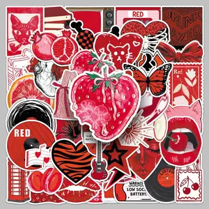 50 Y2K red graffiti stickers, trendy INS style, best-selling cross-border stationery, water bottle and phone case stickers