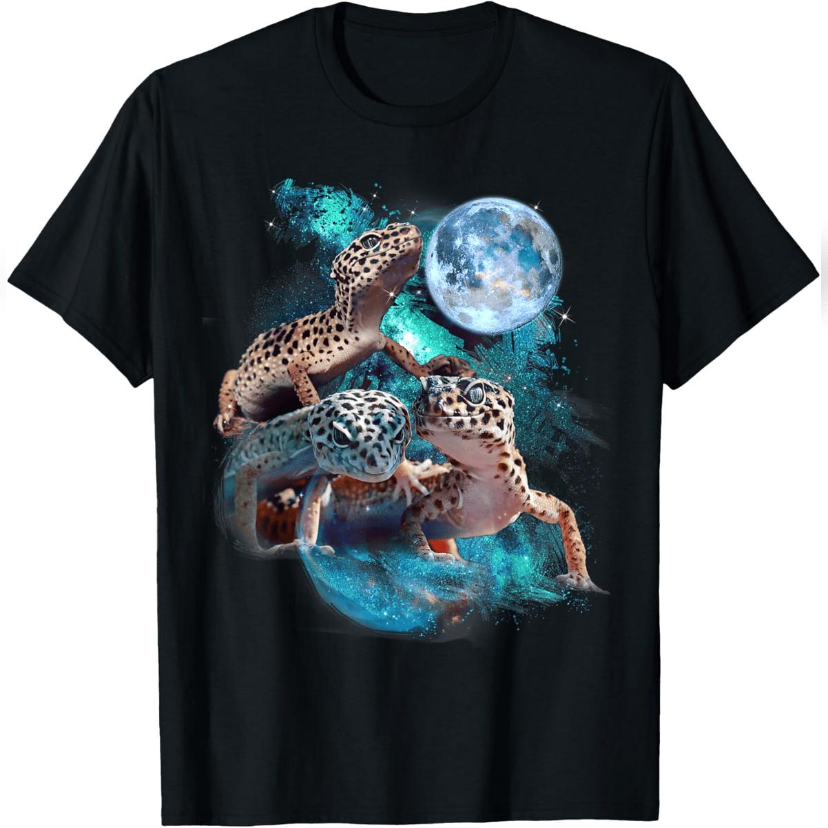 3 Moon Gecko Funny Reptile Leopard Lizard Geckos Art Novelty T-Shirt Comfy Everyday T-Shirt