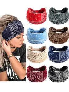 8-piece set of European and American women's printed wide headband, fashionable and multi color wide edge headband, elastic and comfortable, sports and sweat absorbing headscarf, dual-use headband for sports and leisure, suitable for daily outdoor wear