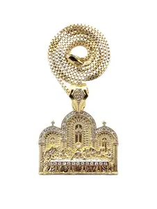 BA UNIQUE FASHION Last Supper Pendant Box Cuban Rope Chain Necklace for Men Gold Silver Tone Fashion Jewelry Unique Design