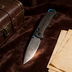 Outdoor multifunctional EDC pocket knife with a large Damascus blade, carbon fiber high-hardness handle, fishing carry knife, outdoor picnic knife, handmade kitchen fruit knife