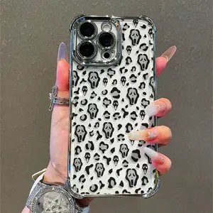 TPU Shockproof Scream Mask Phone Case - Spooky Face, Wild Pattern Design, Compatible with iPhone 11,12 ,13 ,14 ,15 ,16 , Ideal Handheld Accessory for Friends phone case phone cases iphone 17 phone case