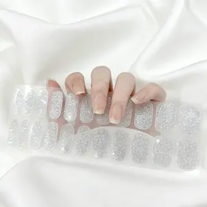 Ice Crystal Gemstone Nail Stickers, Pure Crystal Base with Extreme Shimmer Reflective Powder, High Quality Glitter, Half-Cured Gel Nail Art, Oval Shape