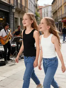 2-pack Girls' Knitted Classic Solid Color Sleeveless Vest, Casual and Comfortable, Fashionable and Simple, Suitable for All Seasons, Girls' Clothing, Sleeveless Tops