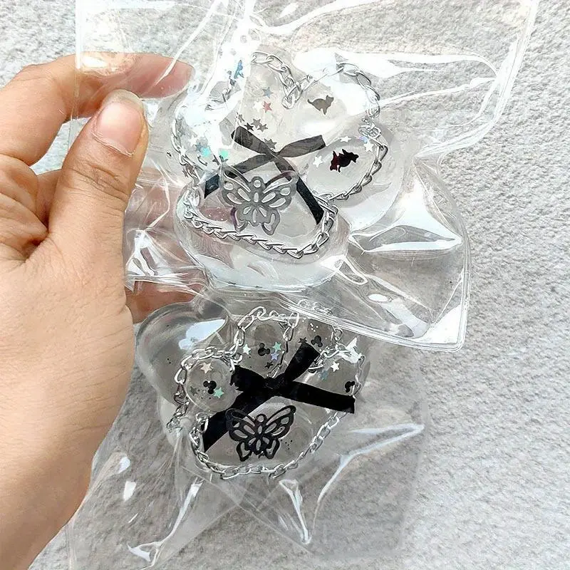 1pc Transparent Flower Cat Paw Pinch-Music Slow Rebound Squeezing Toy, Cute Bow Glitter Butterfly Stress Relief Sensory Toy, Desktop Ornament, Girl Birthday Gift
