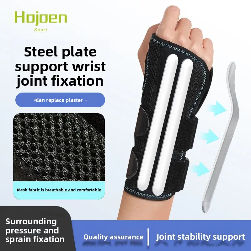 Wrist Brace with Steel Plate Support, Carpal Tunnel Wrist Support for Sprain Relief, Adjustable Breathable Wrist Splint for Sleeping, Fits Both Left and Right Hands