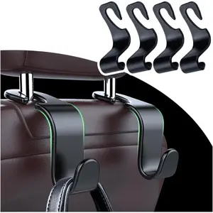 Utility Car Headrest Hidden Hook 33lbMax Car Hooks for Purses & Bags,Hard Hat Holder for Truck Seat Hanger Storage Organizer for Coats,Umbrellas,Grocery Bags,Handbags Universal Car Accessories (Black)