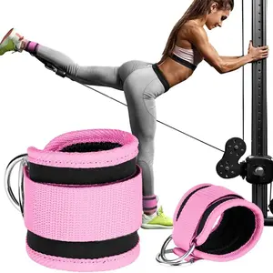 Adjustable Ankle Straps Cuffs with D-Ring, Cable Machine Fitness Gear, Glute Kickback Gym Accessories, Foot Leg Training Brace Support