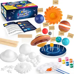 Model Kit for Kids 64 PCS Science Project with 13 Foam Balls Planets Bamboo Sticks Flags Brushes Educational STEM Toys for Children Ages