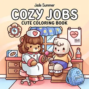 Cozy Jobs: Cute Coloring Book for Adults and Teens with Charming Characters Bold and Easy-to-Color Scenes for Relaxation - Paperback