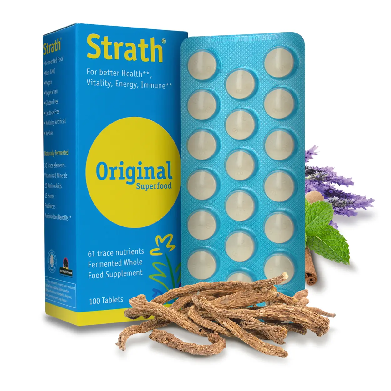 Nature's Answer Strath Nutritional Yeast Tablets - Vegetarian Lactose Free Artificial Additive Free Digestive Support Nutrient Absorption Unflavored Daily Supplement Prebiotic Postbiotic Healthcare Dietary Natural Fitness Edible