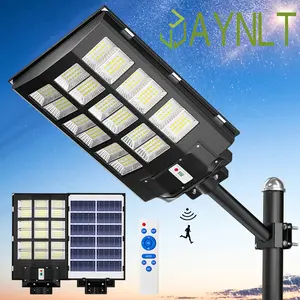 3800W 33000mAh Solar Street Light - Ultra-Powerful Energy Efficient, Super Bright 218000 Lumens, Durable Waterproof, Automatic Dusk To Dawn, Wide Angle Lamp with Motion Sensor - Ideal for Parking Lots and Residential/Commercial Yards Outdoor Lighting