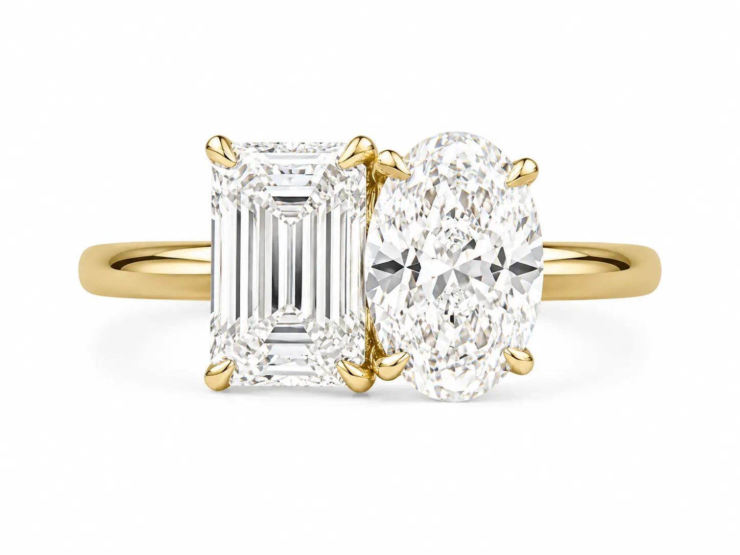 The Deux Emerald Oval — Toi et Moi Diamond Ring, Engagement Ring, Diamond Set, Igi Certified, Oval Shape, Lab Created, Female, Extraordinary Love