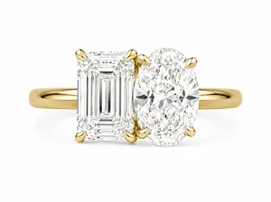 The Deux Emerald Oval — Toi et Moi Diamond Ring