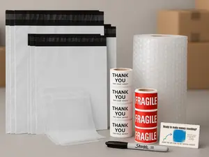 Shop Keepers Pawn Reselling Starter Kit Poly Mailer Bags Thank You Cards Shipping Supplies Clear Mailing Bags for Clothing Accessories Thank You Fragile Stickers Bubble Wrap
