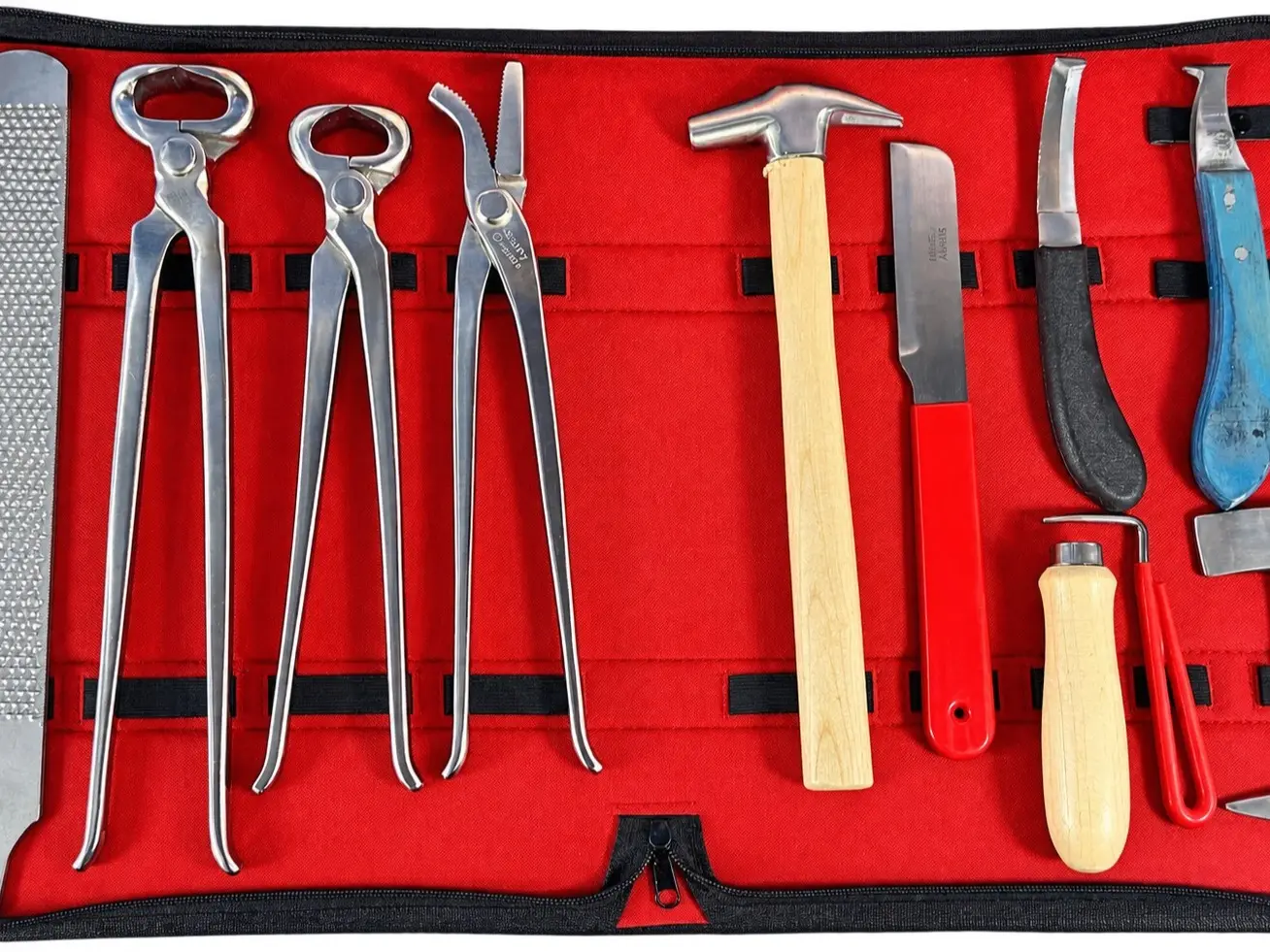 11 items Heavy Duty Professional Horse Care Farrier Tool Kit Hoof Clincher Cutter Loop Knifr Hoof Knife RASP