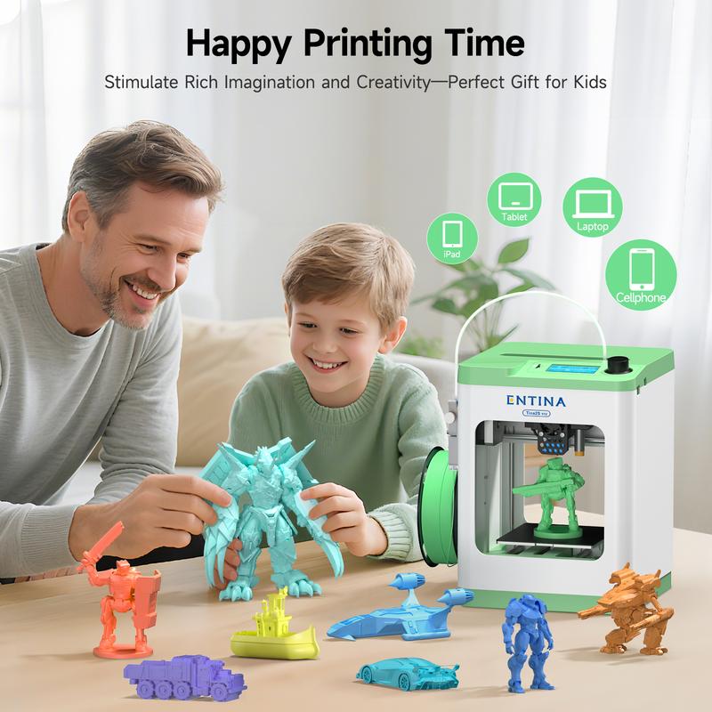 Mini 3D Printer for Kids and Beginners,Huge Toy Library,Tina2S 3D Printer with WiFi Cloud Printing, Fully Assembled and High Precision Printer with Smart Control and Heated Spring Steel Build Plate ,Wireless,Children's creative toys DIY