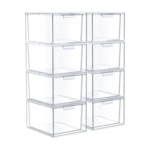 Sorbus 8 Pack Clear Stackable Acrylic Drawer Maeup Organizers