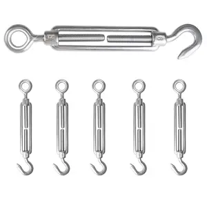 5 Pack M6 Stainless Steel Turnbuckle Heavy Duty Hook & Eye Cable Tensioner Tension Hardware Kit for DIY String Light Hanging