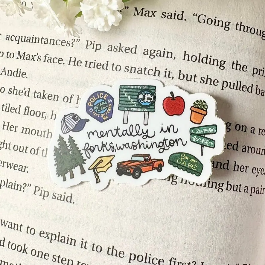 Mentally in Forks Washington Symbols 2 inch Matte Sticker Graphic Decal Handmade Crafts