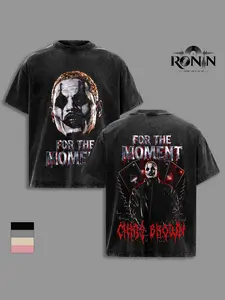 Chris.Brown For The Moment Vintage Washed Graphic T Shirt, Double Sided BROWN Album Tee, R&B Hip Hop Streetwear, Oversized Heavyweight Cotton Concert Fan Shirt, Unisex Music Merch